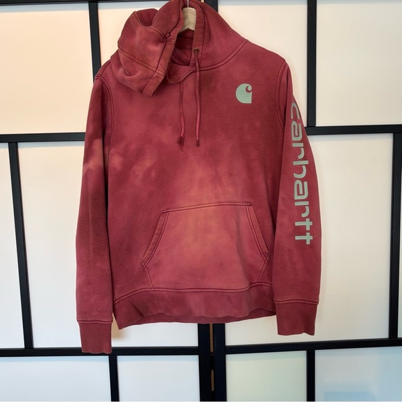 Carhartt Hoodie Relaxed Fit MED MIDWEIGHT LOGO SLEEVE GRAPHIC Distressed Stains - Picture 4 of 16